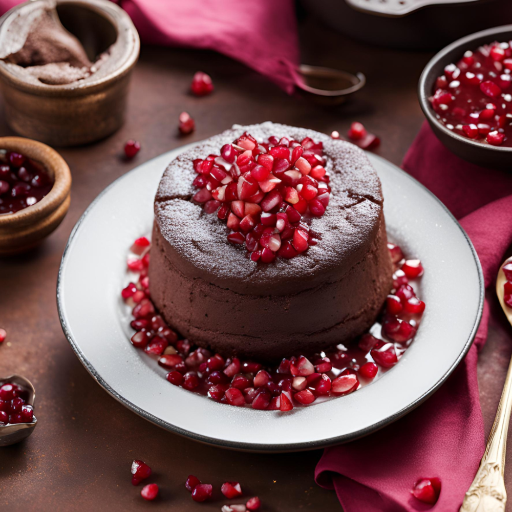 Tortini di cioccolato e salsa alla melagrana