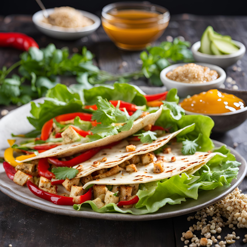 Tortilla con tofu e salsa alla senape e miele