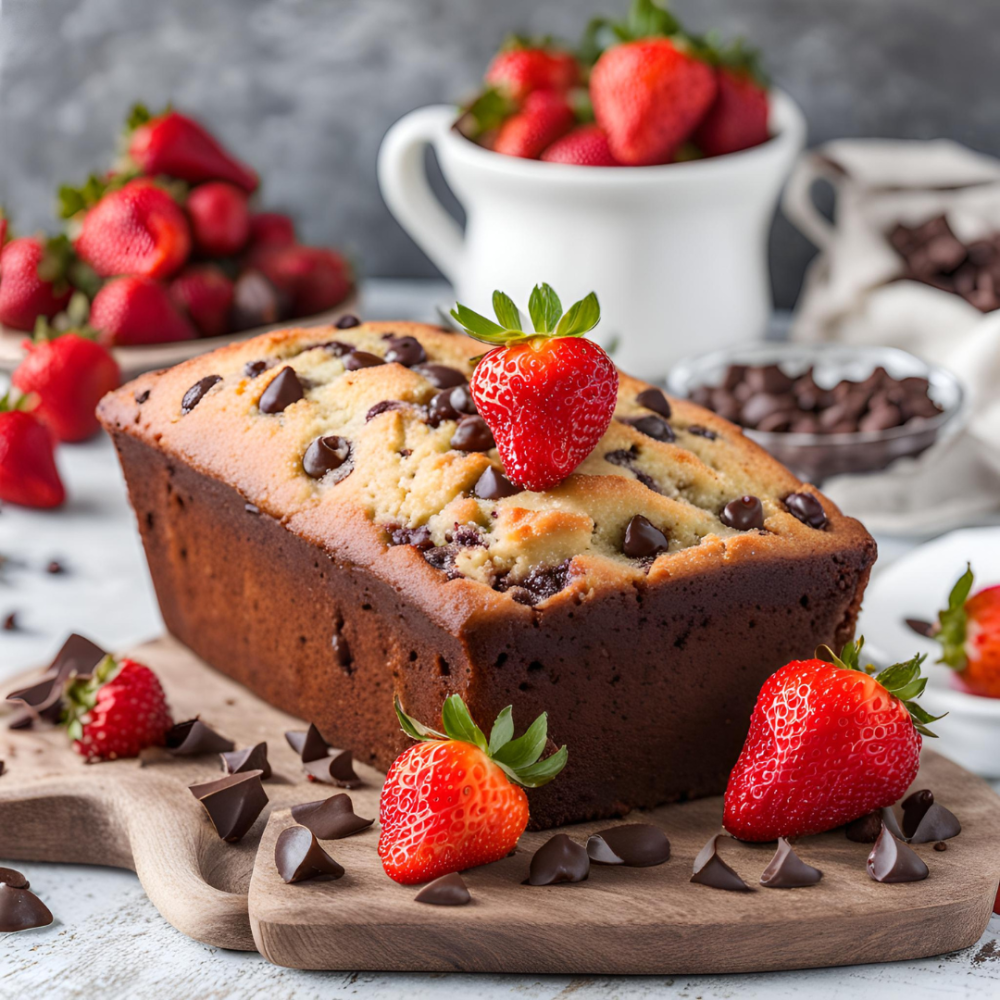 Plumcake di riso con fragole e cioccolato